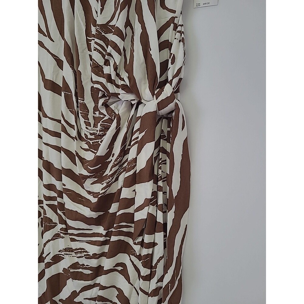 Lafayette 148 New York Zebra Print Cap Sleeve Dress w/ Gathered Side Tie XL NWT - Picture 5 of 7